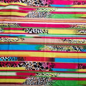 Bold Multicolor Stripe & Leopard Print Chiffon Fabric 2 Yds x 60" Wide Dramatic
